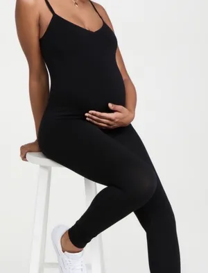 Hatch The Body Rib Unitard Ribbed Jumpsuit Maternity Size Small Black thumbnail 1