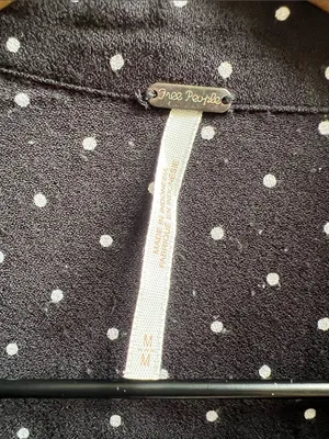 Free People This Town Printed Button Down Dress Black and White Polka Dot Medium thumbnail 5