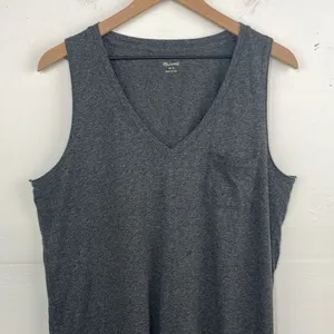 Madewell Heather Gray Knit Dress Shirt Strapless size Large 100% Cotton thumbnail 2