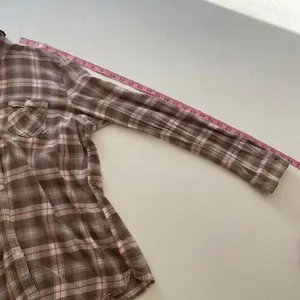 Aéropostale Plaid Button Down Shirt Brown Pink Flannel Top Women’s XL 100% Cotto thumbnail 10