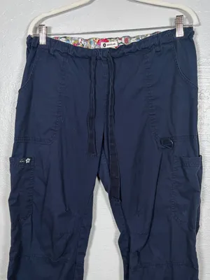 Koi Women L Regular Navy Blue Lindsey Scrub Pants Cargo Pockets Nursing Dental thumbnail 3