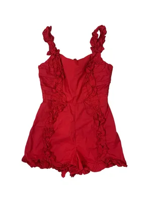 Urban Outfitters Red Ruffle Trim Sleeveless Romper S Boho Summer Playsuit thumbnail 2