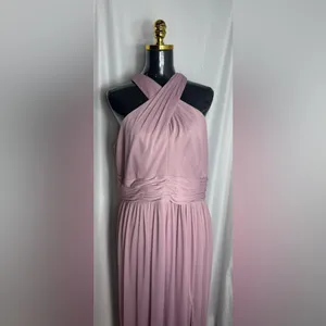David’s Bridal formal gown blush Pink Halter Dress elegant effortless 16 NWT thumbnail 2