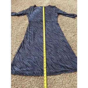 Toad & Co Horny Toad Womens M Blue Rosalinda Gathered Neckline 3/4 Sleeve Dress thumbnail 5