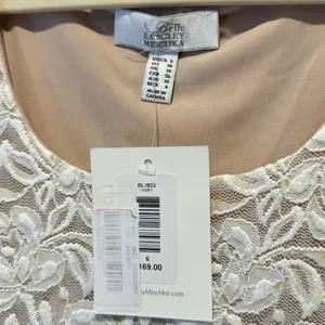 NWT‎ Belle Badgley Mischka Lace Floral Sequin Stretch Mini Dress White Nude thumbnail 10