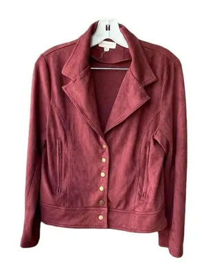 Promesa size M faux suede snap Front burgundy jackets thumbnail 1