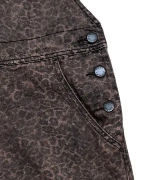 Free People womens size 8 animal print overall jumper distressed dress denim thumbnail 5