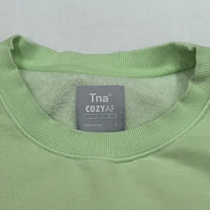 Aritzia TNA‎ Cozy AF Fleece Cropped Raw Hem Pullover Sweatshirt Green Size 2 XS thumbnail 4