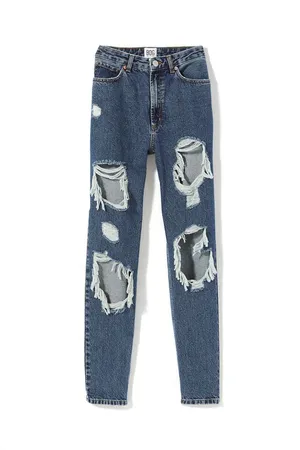 Urban Outfitters BDG High Waisted Mom Jeans Destroyed Medium Wash thumbnail 6