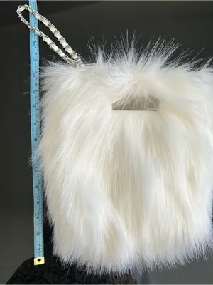White Faux Fur Wristlet Clutch - Unbranded thumbnail 1