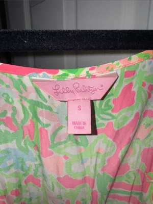 Lilly Pulitzer Pink & Green Floral Tie-Waist Romper thumbnail 3