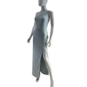 Abercrombie & Fitch One Shoulder‎ Ribbed Maxi Dress Light Blue Tall XST NEW thumbnail 3