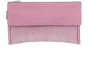 Coach Metallic Woven Leather Clutch Pink & Rose Gold thumbnail 1