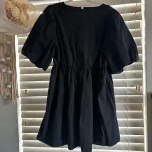 Madewell Black Cotton Babydoll Mini Dress Size 12 coquette thumbnail 2