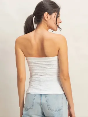 NEW HYFVE White Floral Jacquard Tube Top Shelf Bra Size S thumbnail 3
