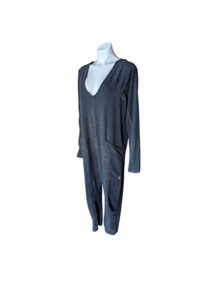 Free People Hot Shot Long-Sleeve Onesie Washed Black Jumpsuit Size XS thumbnail 7
