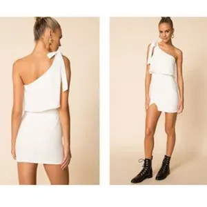 Revolve Superdown Jenna One Shoulder White Mini Dress NWT Sz XXS thumbnail 2