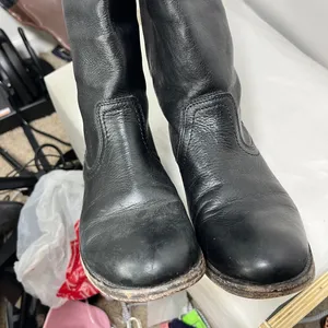 FRYE Pippa Black Back Zip Tall Leather Boots Sz 6.5 thumbnail 4