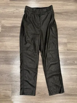 Aritzia Babaton Faux Leather Tapered Pants Black Size 0 thumbnail 2
