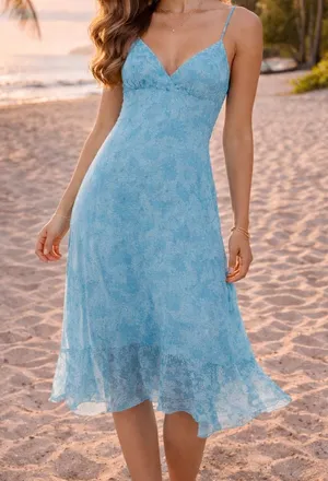 SFuzi Juniors Blue Flowing Maxi Dress | Spaghetti Strap Summer Dress thumbnail 1