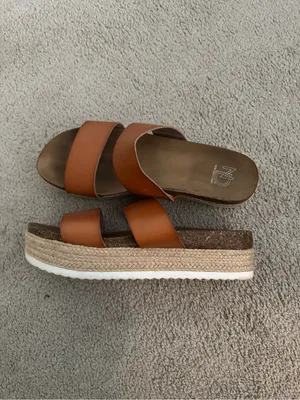 New Directions Two-Strap Tan Slide Sandals thumbnail 2