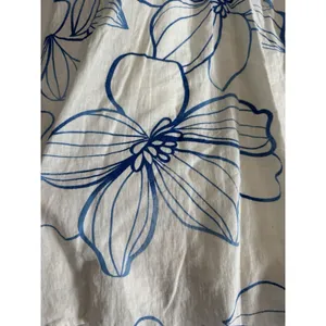 Gap Linen-Blend Smocked Corset Midi Dress Blue & White Floral Size Medium thumbnail 7