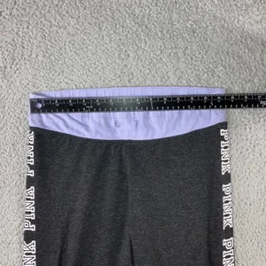 Victoria's Secret PINK Leggings Women‎ Large Charcoal Grey Logo Spellout Y2K thumbnail 3