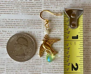gold stainless bird cute retro vintage chic style dangle earrings 🕊️🩵 thumbnail 7