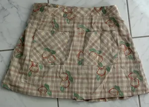 Urban Outfitters Peach Wrap Skirt Embroidered Plaid Pleated Mini M thumbnail 3
