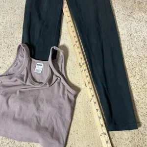 Y2K Victoria's Secret‎ PINK Ribbed Crop Tank and Sequin Foldover Leggings Set S thumbnail 4