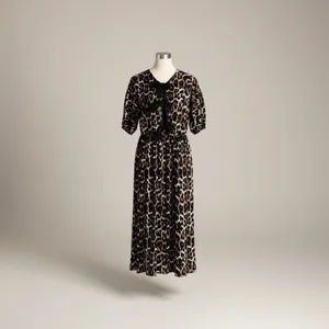 ASOS DESIGN puff sleeve tie front maxi dress in leopard print thumbnail 2