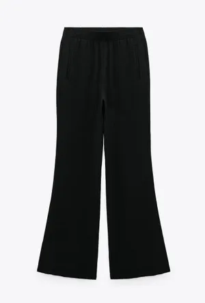 ZARA textured soft high waisted straight leg pants thumbnail 6