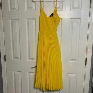Lulus Yellow Pleated Wrap Dress thumbnail 2
