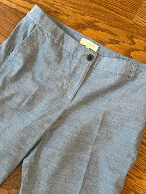 Talbots Chambray Casual Pants Trousers Size 12 Petite Preppy Minimalist Straight thumbnail 3