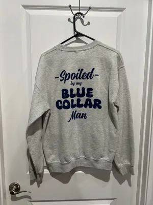 Gildan Gray Crewneck Sweatshirt with Blue Logo, Sz M thumbnail 2