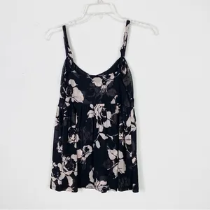 Vintage y2k INC Black & Pink Floral Tank Top thumbnail 3