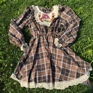 Romwe NWT Fairycore Women's Casual Plaid Patchwork Mushroom Embroidery Mini Dress thumbnail 1