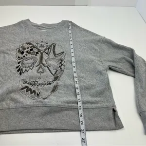 Zadig & Voltaire‎ Gray Skull Embroidered Women's Top SEE MEASUREMENTS *FLAW thumbnail 9