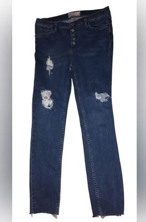 Free people high waisted denim raw hem jeans size 29 thumbnail 3