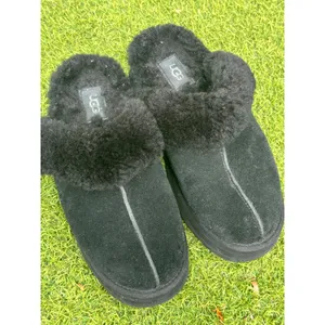 UGG Disquette Black Suede Platform Sheepskin Slippers Womens 9 thumbnail 6