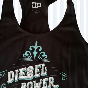 Ariat Diesel Black Tank Top w Turquoise Blue Graphic Logo LG thumbnail 3