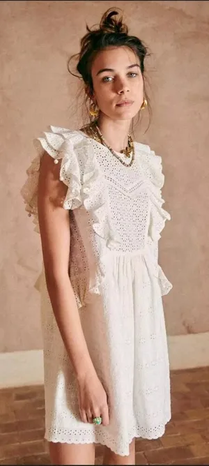Sezane Robe Alexane White Dress‎ Size: 36 thumbnail 1