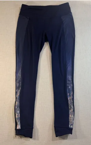 CALIA by Carrie Underwood Women’s Printed Side Stripe Ankle Zip Leggings Navy Me thumbnail 1
