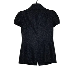 Trina‎ Turk Inner Button SS Jacket Size 2 Gray With White Fleck Womens Wool Silk thumbnail 6