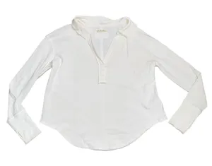 Free People We The Free Henley Top Women L White Excellent Waffle Knit Thermal thumbnail 1
