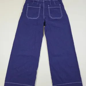 Anthropologie Maeve Colette Contrast Stitch Crop Wide Leg Pants Navy Size 26P thumbnail 6
