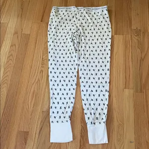 Victoria's Secret Pajama Pants Womens Large White Black Logo Waffle Knit Joggers thumbnail 7