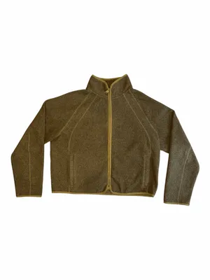 Athleta Olive and Yellow Zip-Front Fleece Jacket thumbnail 3