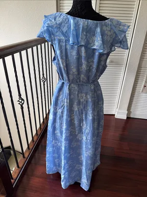 Old Navy Sky Blue Floral Ruffle V-Neck Midi Dress size L thumbnail 3