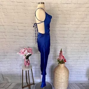 Boutique NEW Blue Satin Dress thumbnail 5